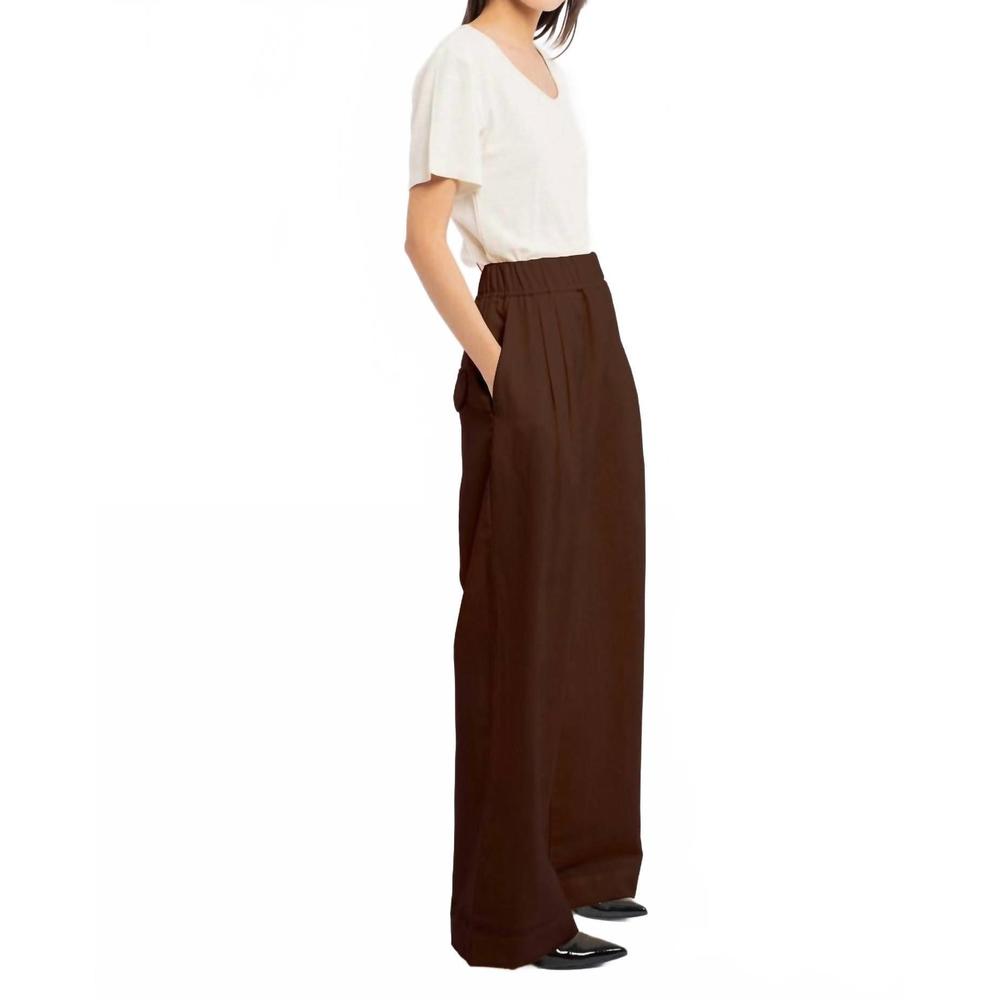 NEW LAUDE THE LABEL hepburn wide leg trousers in basalt brown